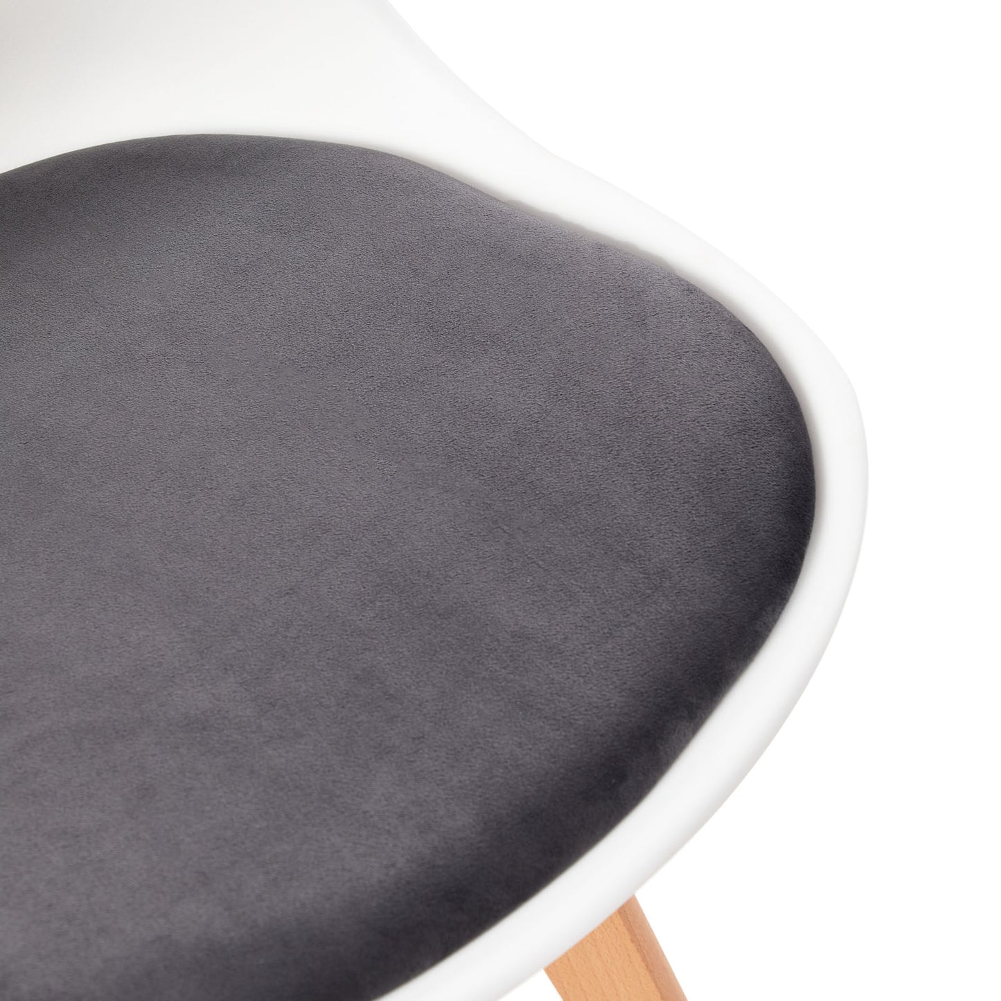 TULIP Dining Chair with Beech Legs - White/Gray Velvet