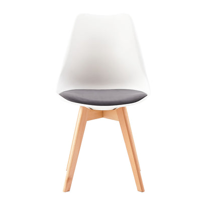TULIP Dining Chair with Beech Legs - White/Gray Velvet