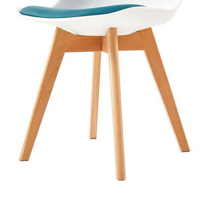 TULIP Dining Chair with Beech Legs - White/Lake Blue