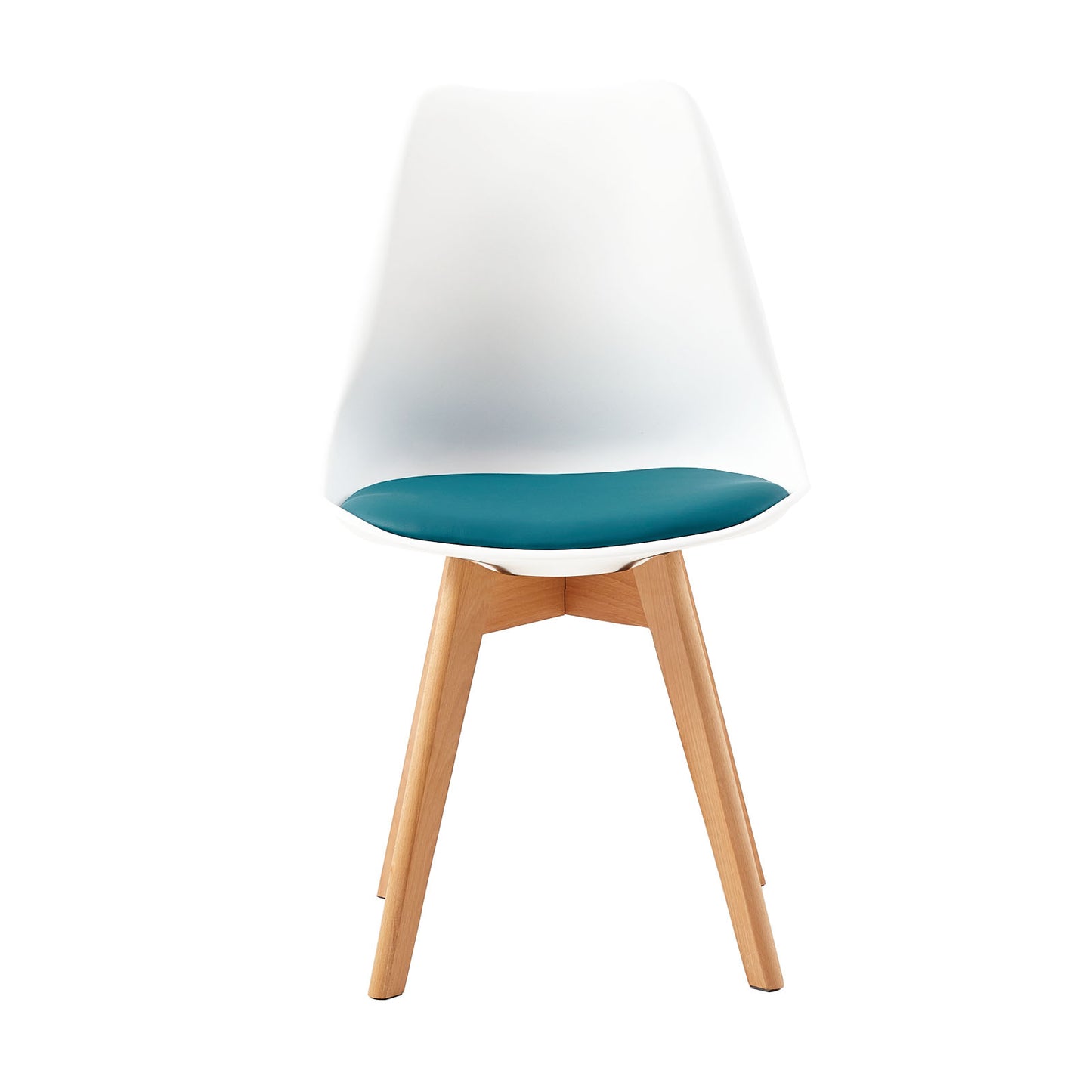 TULIP Dining Chair with Beech Legs - White/Lake Blue