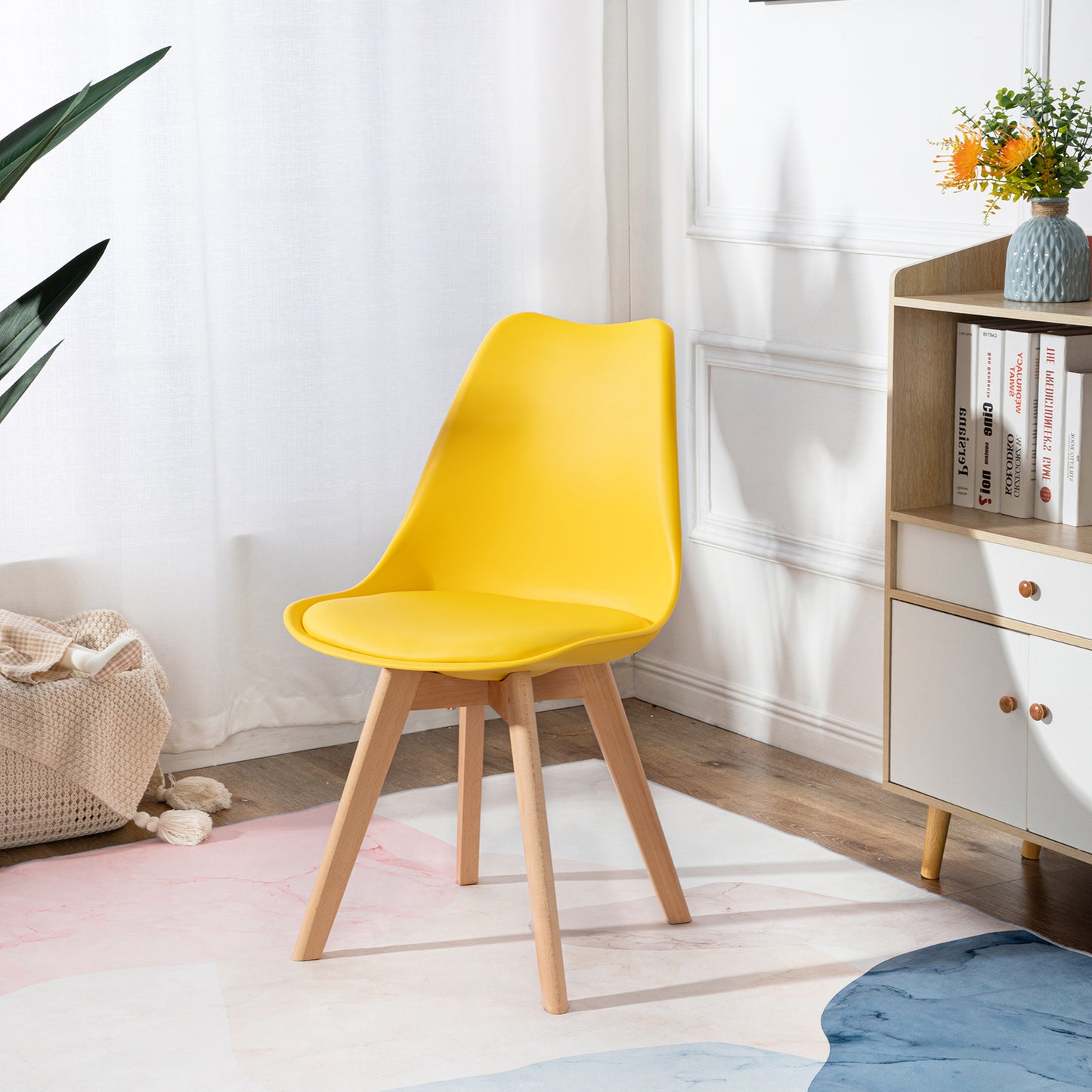 TULIP Dining Chair with Beech Legs - Yellow