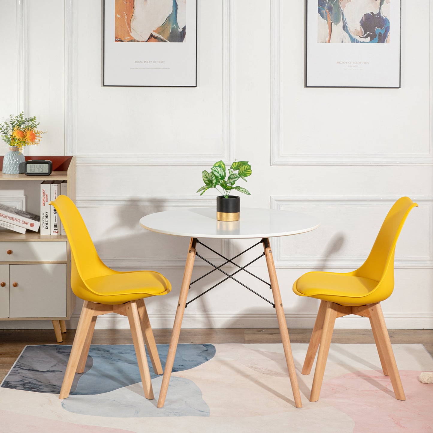 TULIP Dining Chair with Beech Legs - Yellow