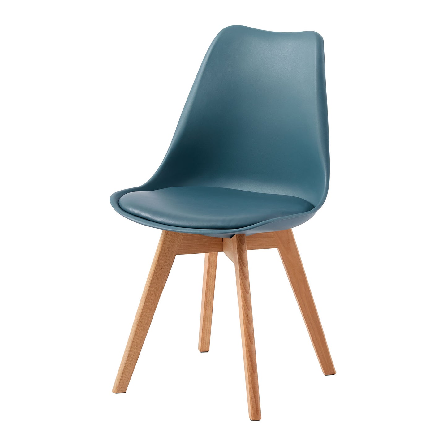 TULIP Dining Chair with Beech Legs - Dark Gray Blue