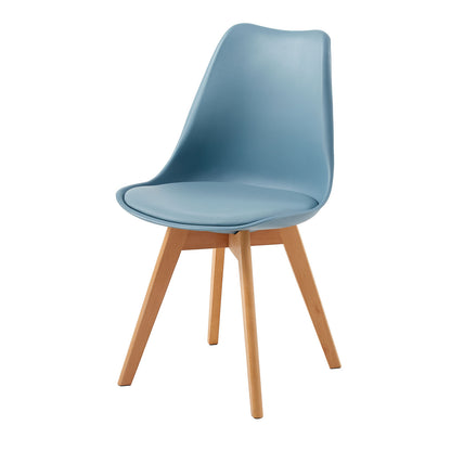 TULIP Dining Chair with Beech Legs - Light Gray Blue