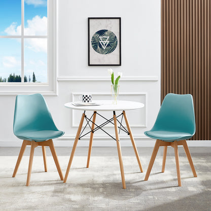 TULIP Dining Chair with Beech Legs - Light Blue