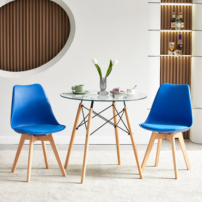 TULIP Dining Chair with Beech Legs - Royal Blue