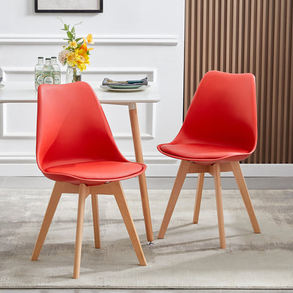 TULIP Dining Chair with Beech Legs - Red