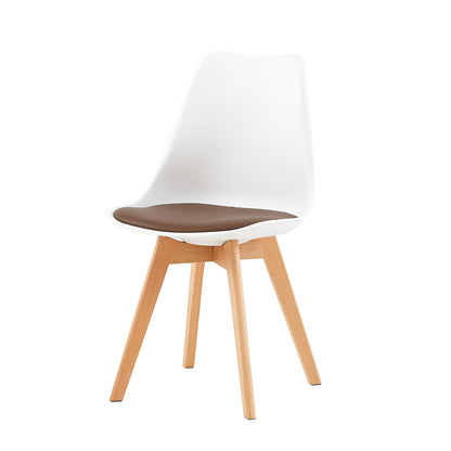 TULIP Dining Chair with Beech Legs - White/Brown