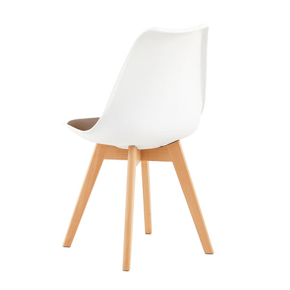 TULIP Dining Chair with Beech Legs - White/Brown