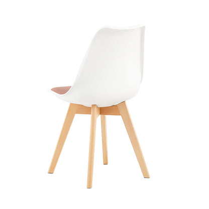 TULIP Dining Chair with Beech Legs - White/Bean Paste