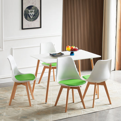 TULIP Dining Chair with Beech Legs - White/Green