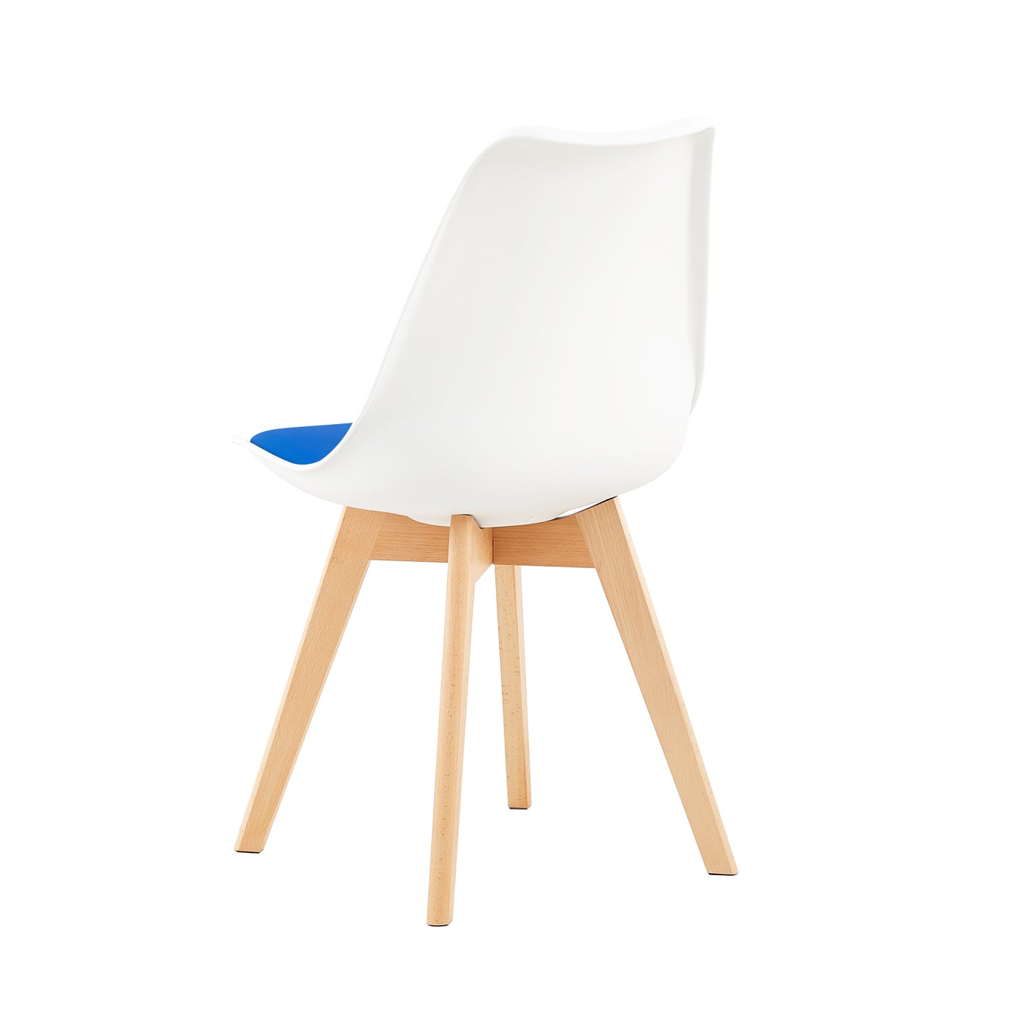 TULIP Dining Chair with Beech Legs - White/Royal Blue