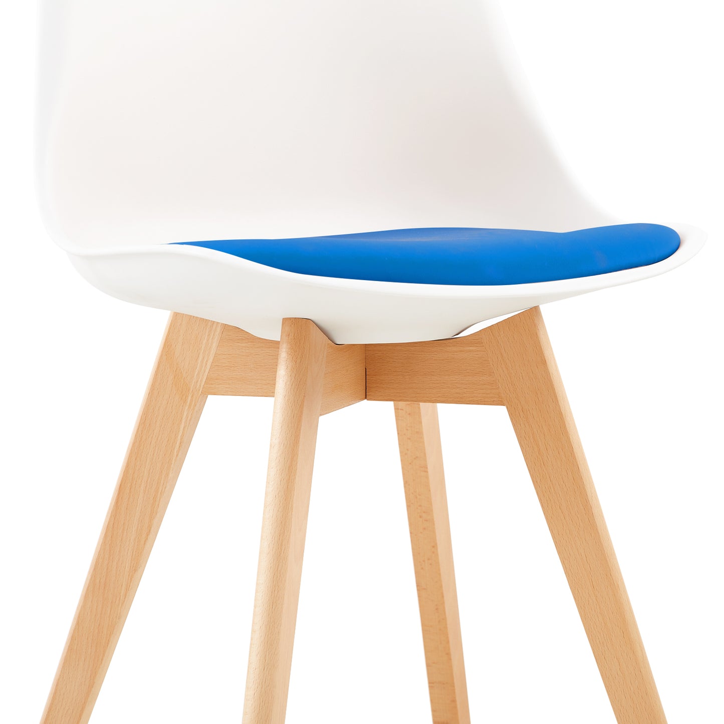 TULIP Dining Chair with Beech Legs - White/Royal Blue