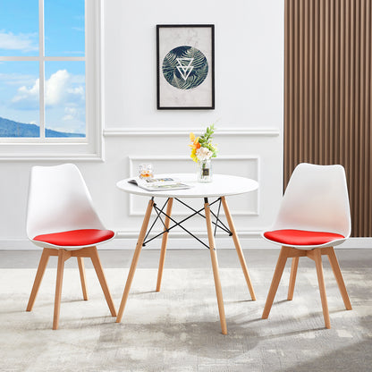 TULIP Dining Chair with Beech Legs - White/Red