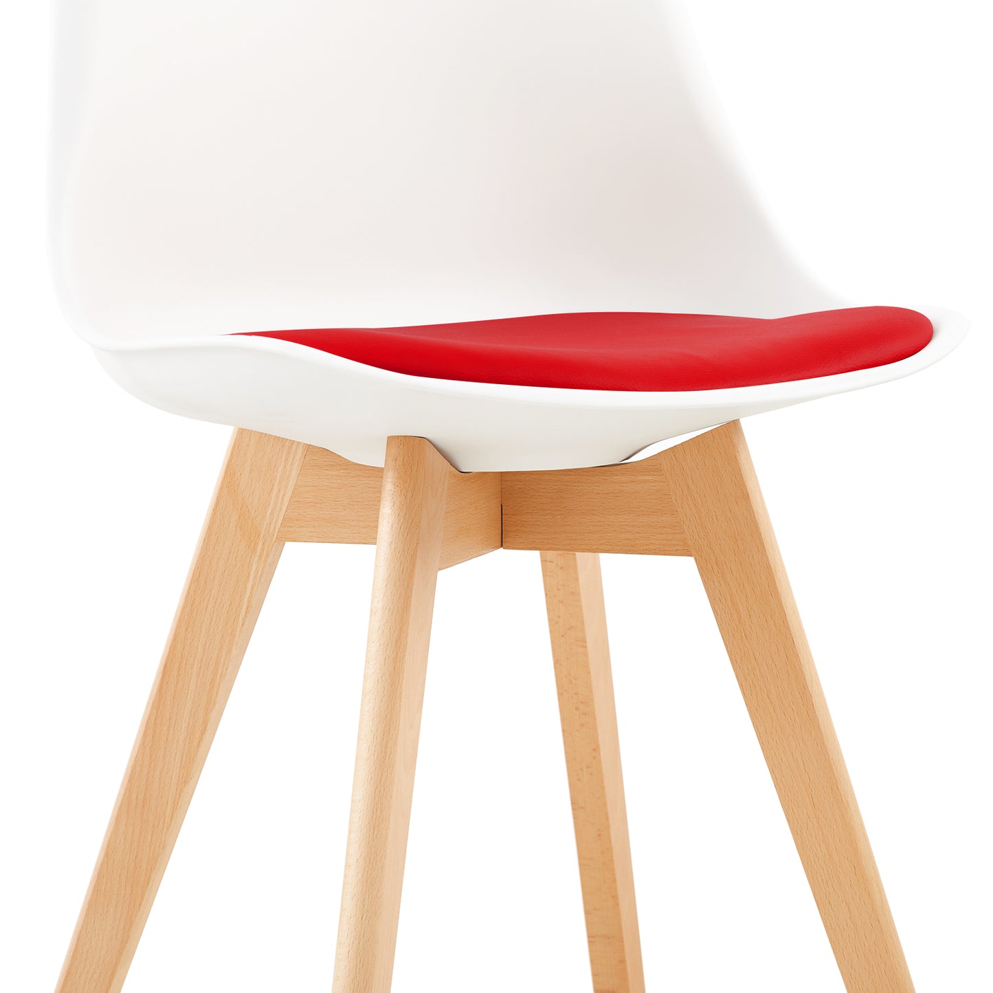 TULIP Dining Chair with Beech Legs - White/Red