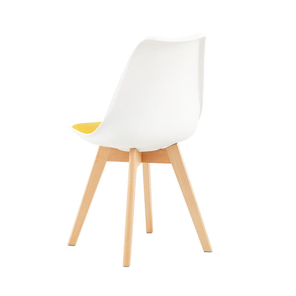 TULIP Dining Chair with Beech Legs - White/Yellow