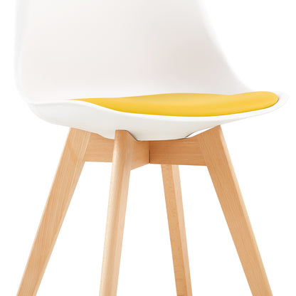 TULIP Dining Chair with Beech Legs - White/Yellow