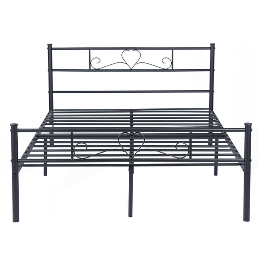 BORINI Heart-shaped Double Metal Bed 143 * 196 cm - Black