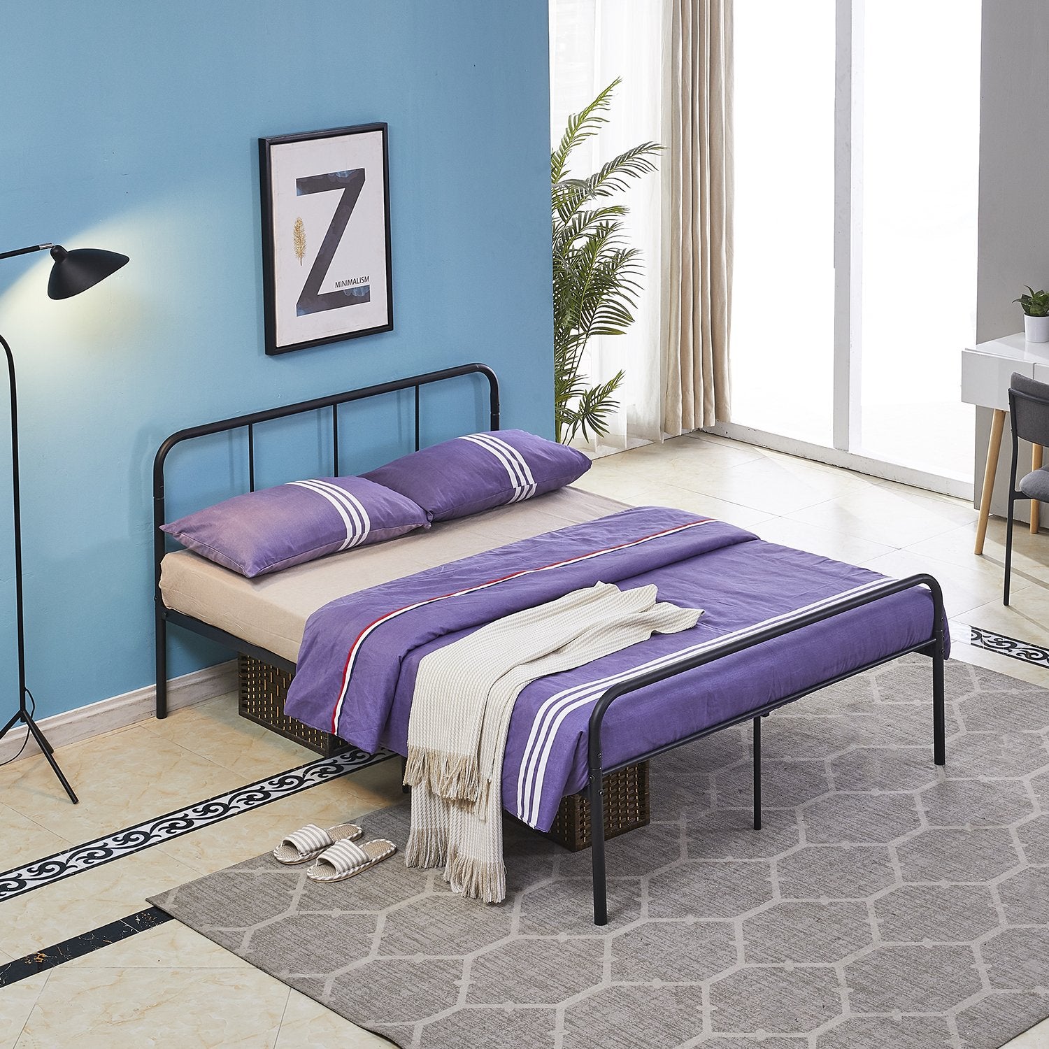 Purple metal deals bed frame