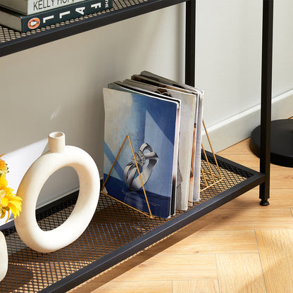 HAW 3-Tier Console Table with Storage Shelf - Rustic Brown