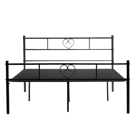 Heart-shaped Single/Double Metal Bed 94 * 196 cm/143 * 196 cm - Black