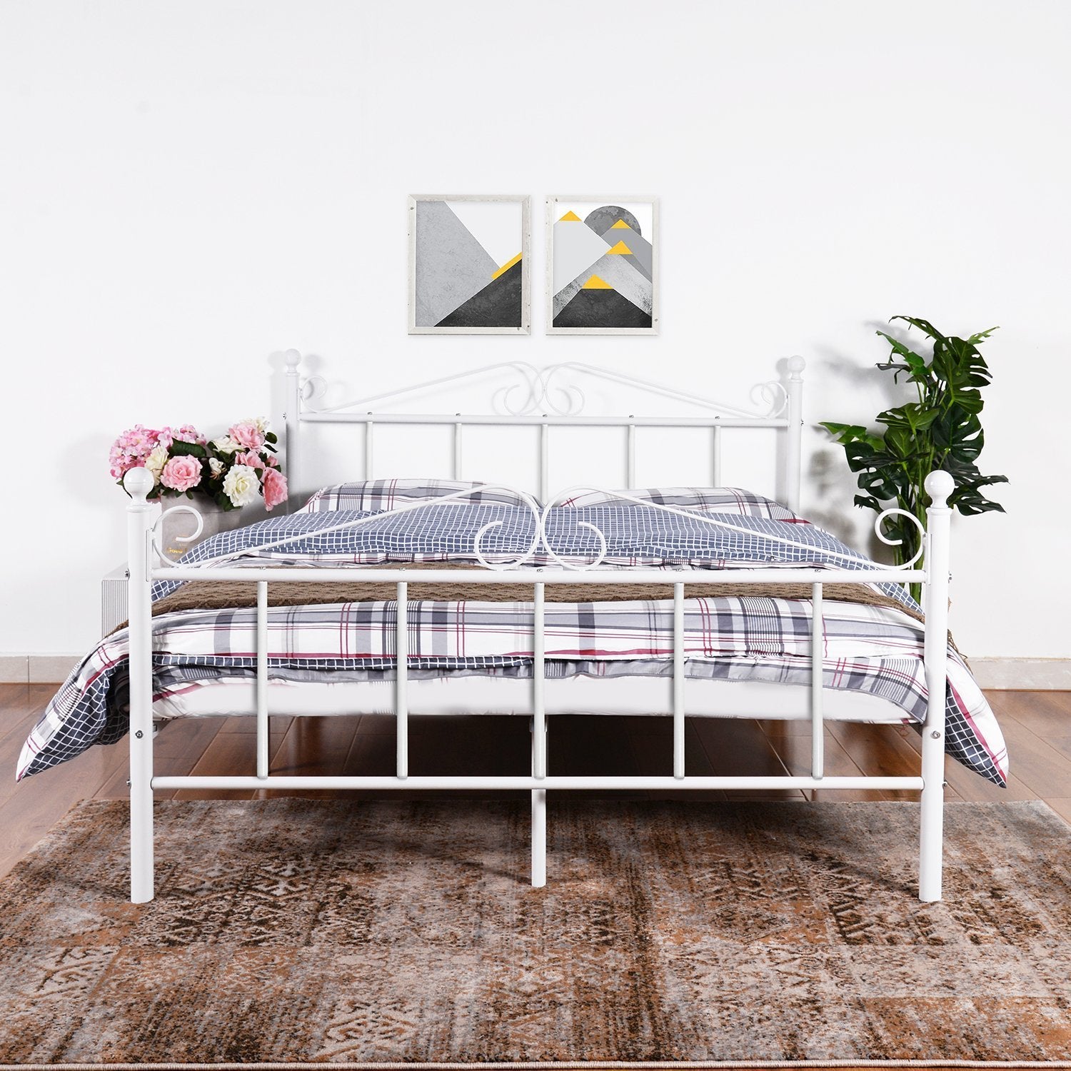 White iron deals single bed frame